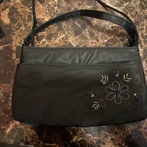 Kathie Lee Collection Black Embroidered small shoulder bag